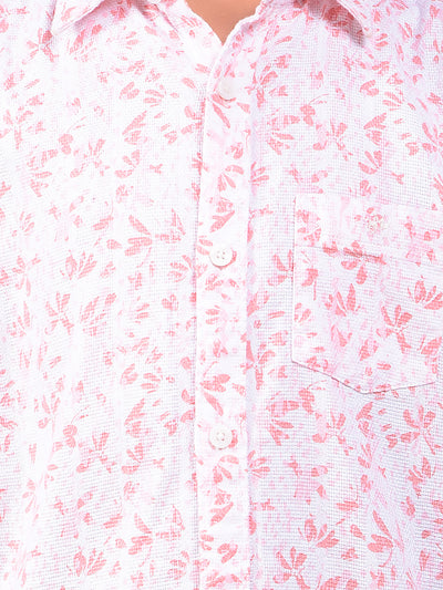 Peach Floral Print 100% Cotton Shirt