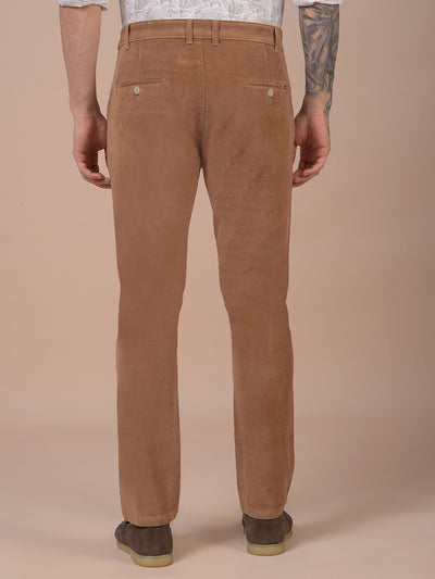 Brown Printed Corduroy Trousers
