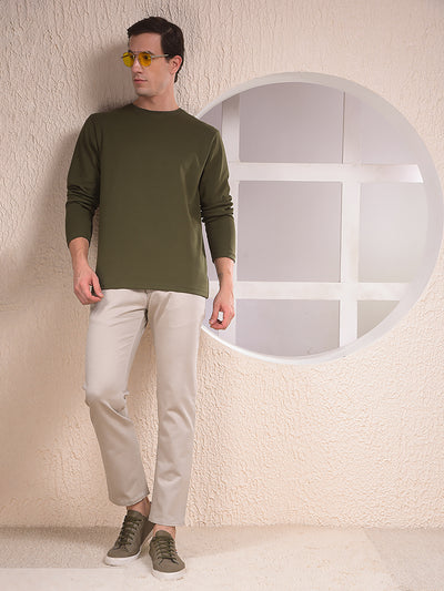 Ivory Beige Slim Trousers