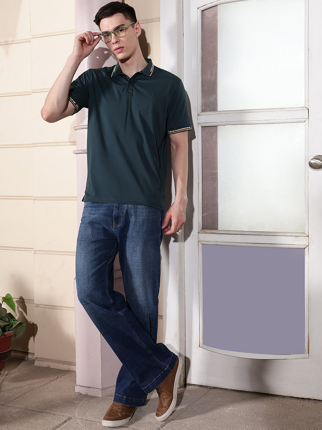 Modern Teal Casual Polo T-Shirt