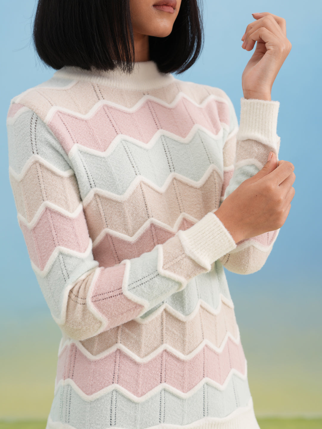 Off White Chevron Sweater