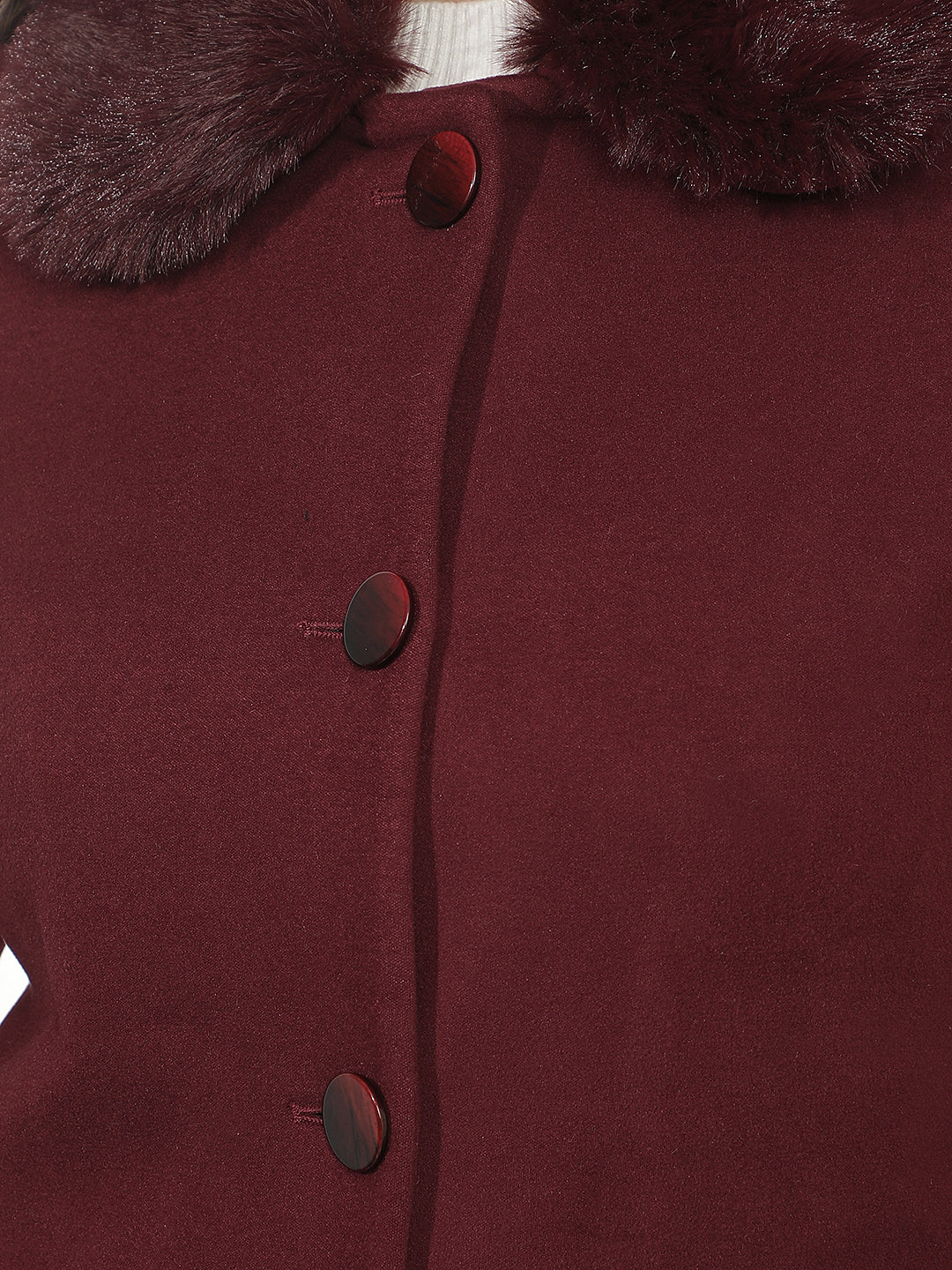 Maroon Mid-Thigh Length Coat