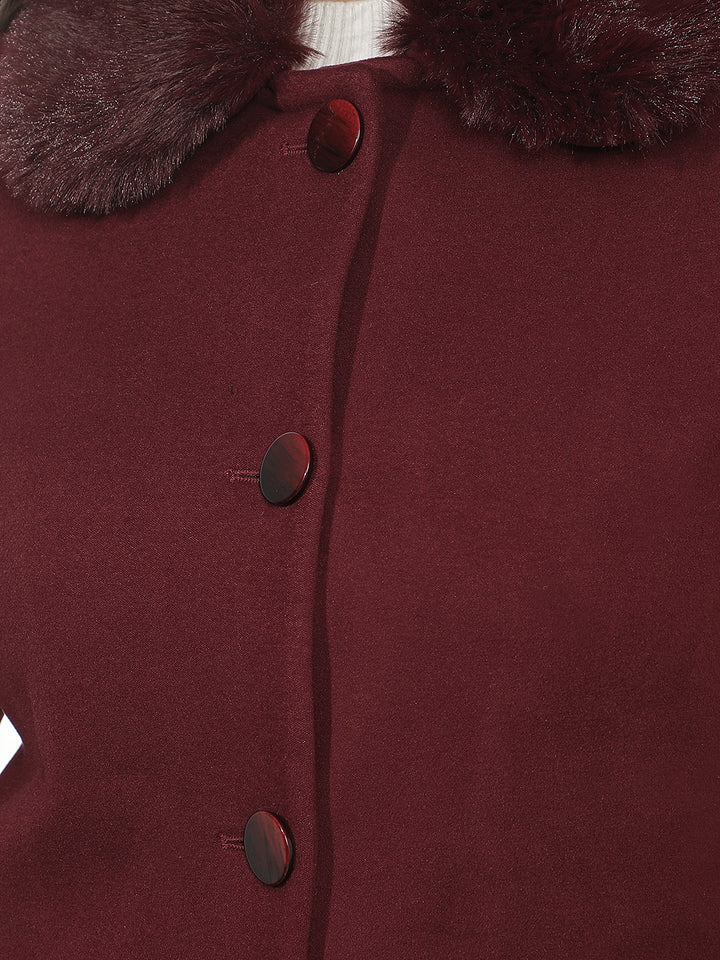 Maroon Mid-Thigh Length Coat