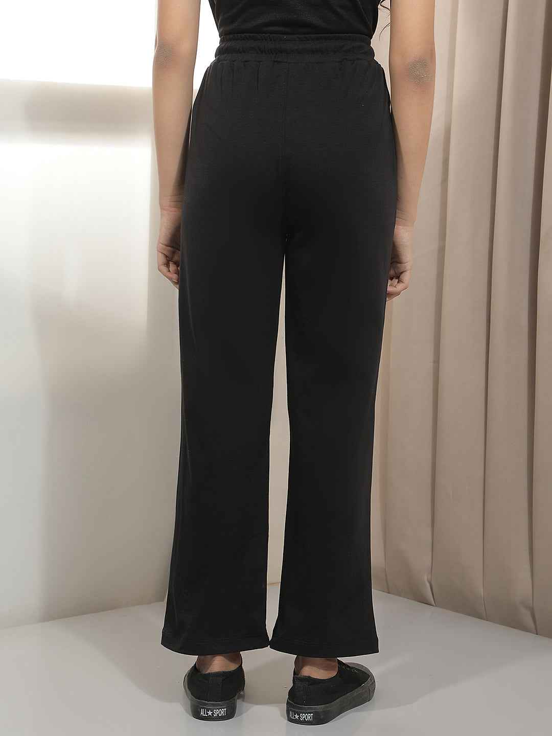 Black Embroidery Trackpants