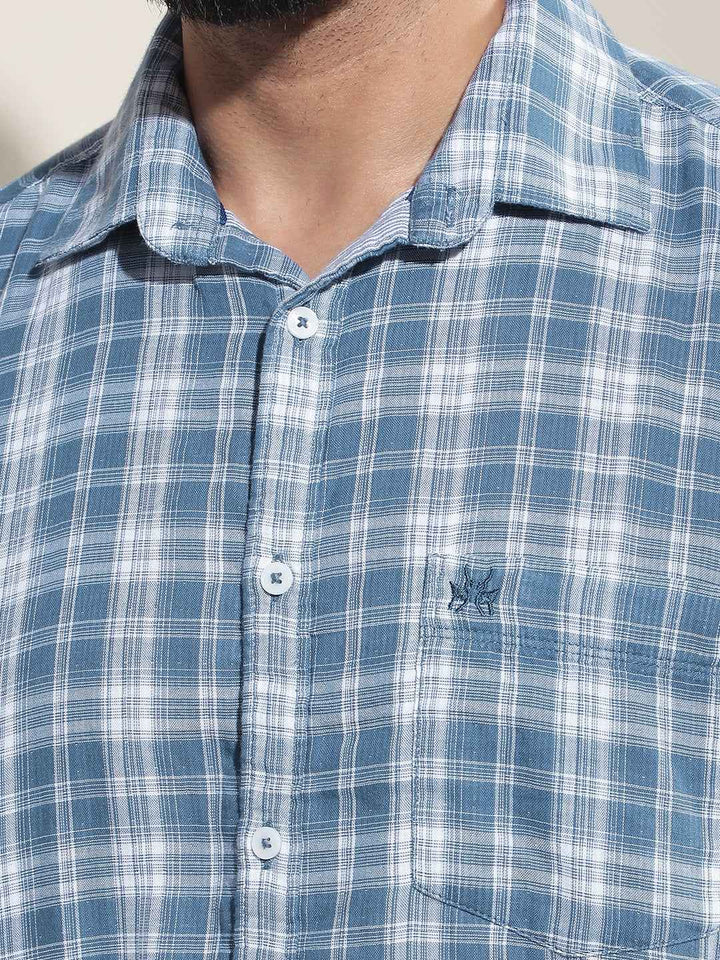 Blue Checked 100% Cotton Shirt