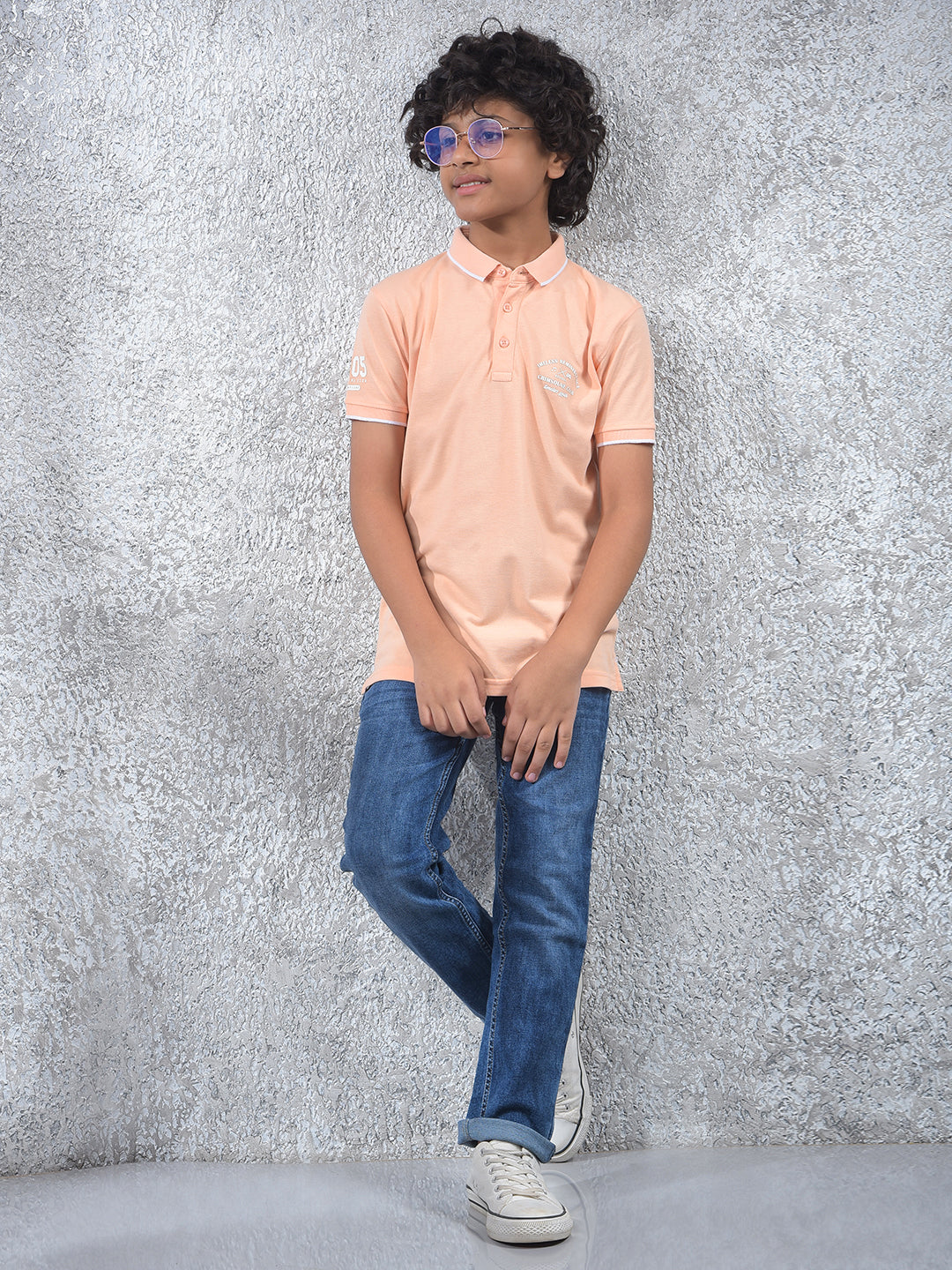 Radar Stone Peach Polo Neck T-Shirt