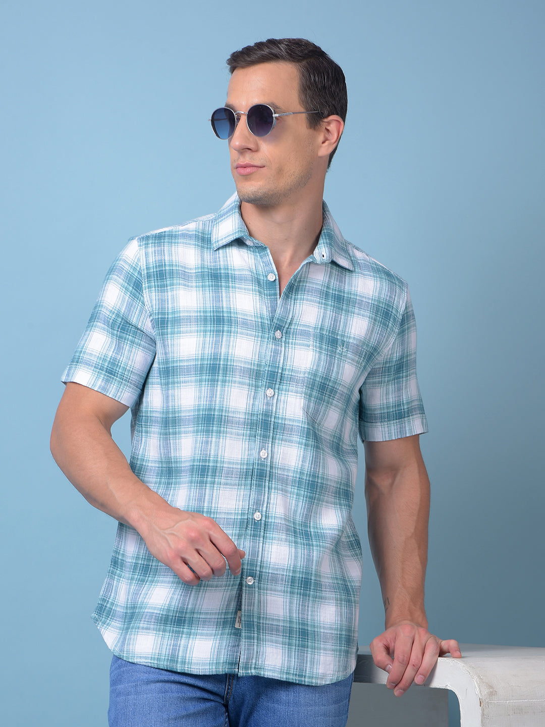 Green Checked 100% Cotton Shirt