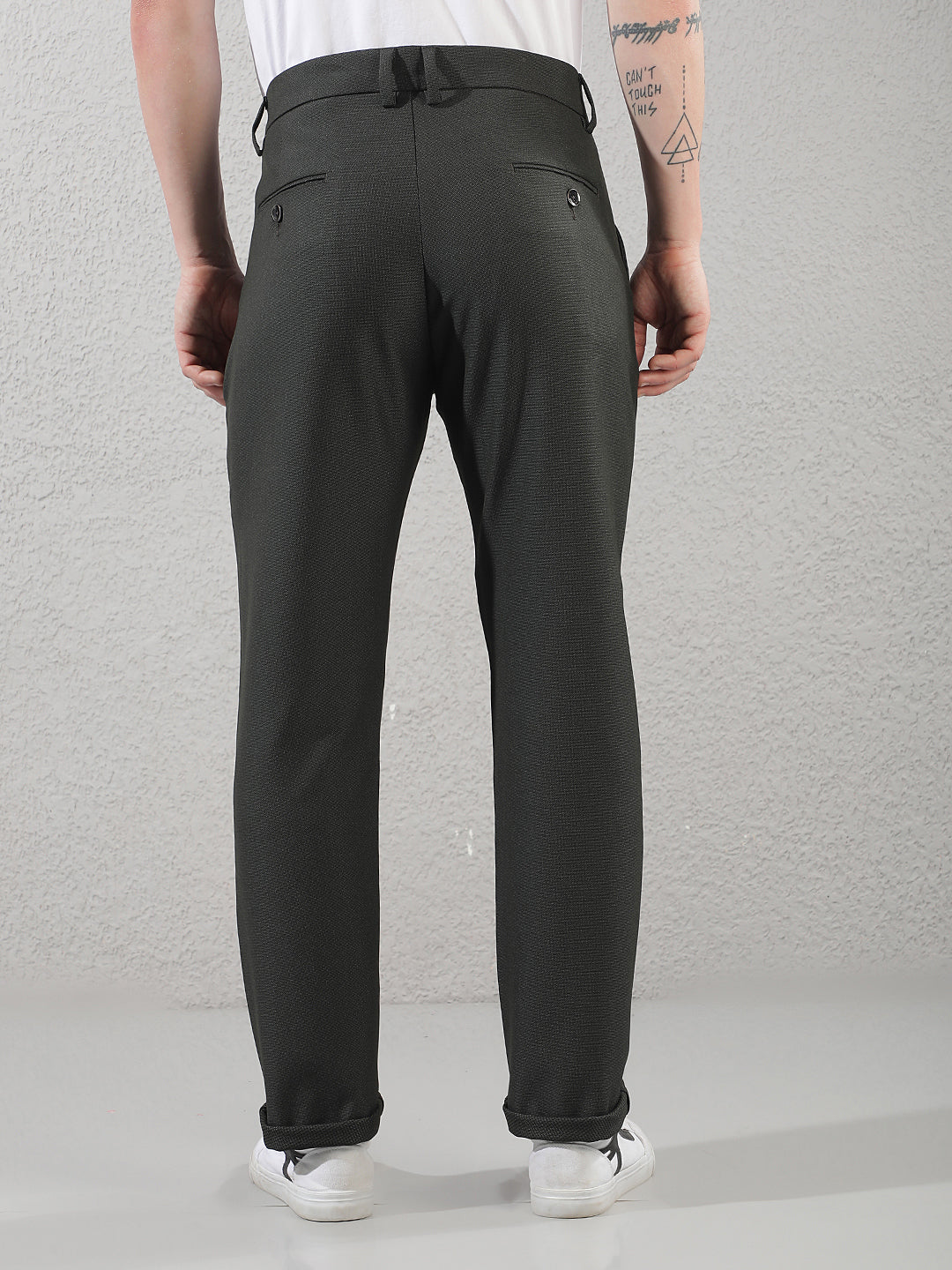 Minimalist Leaf Green Printed Trousers