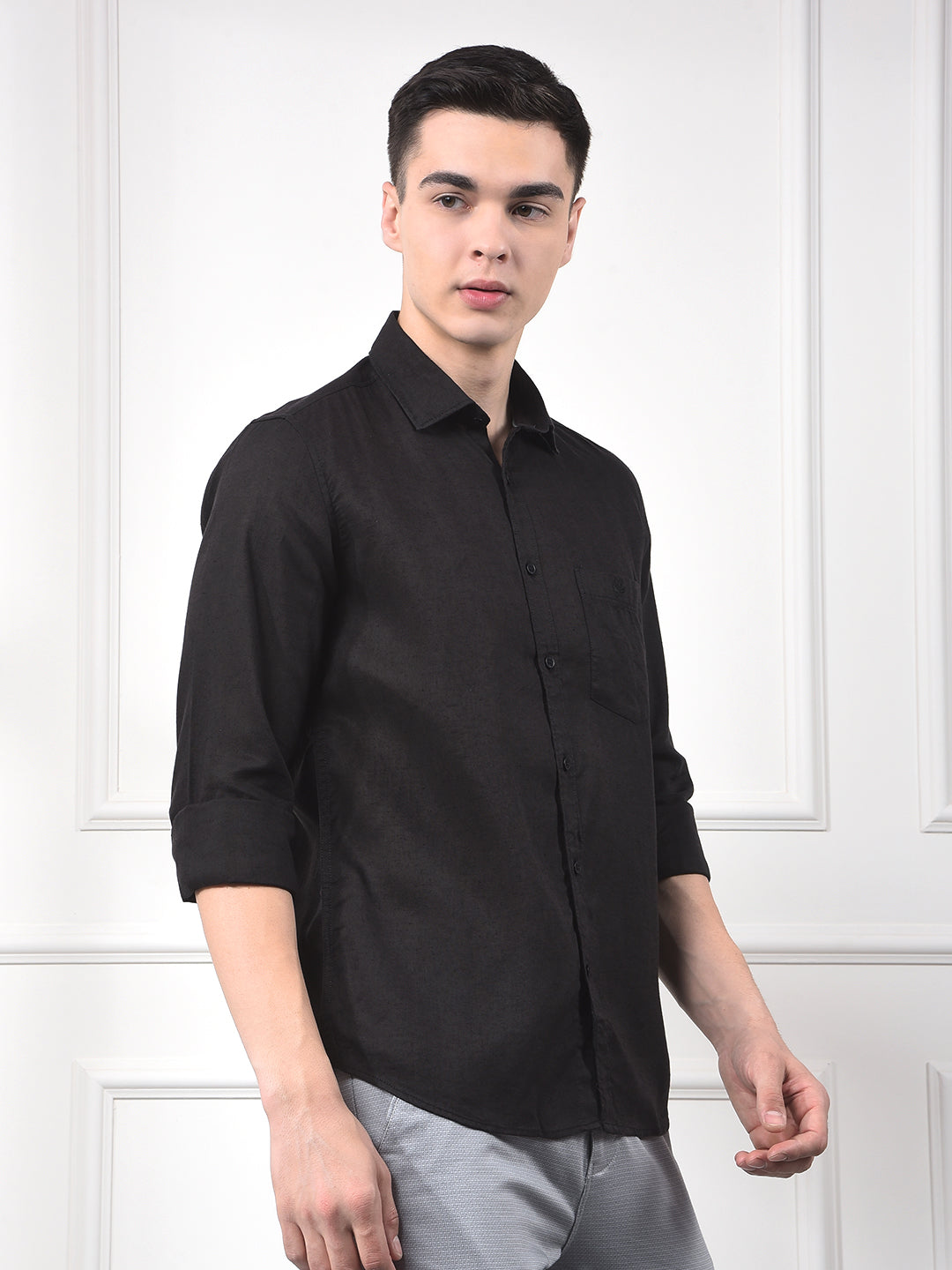 Midnight Black Linen Classic Shirt