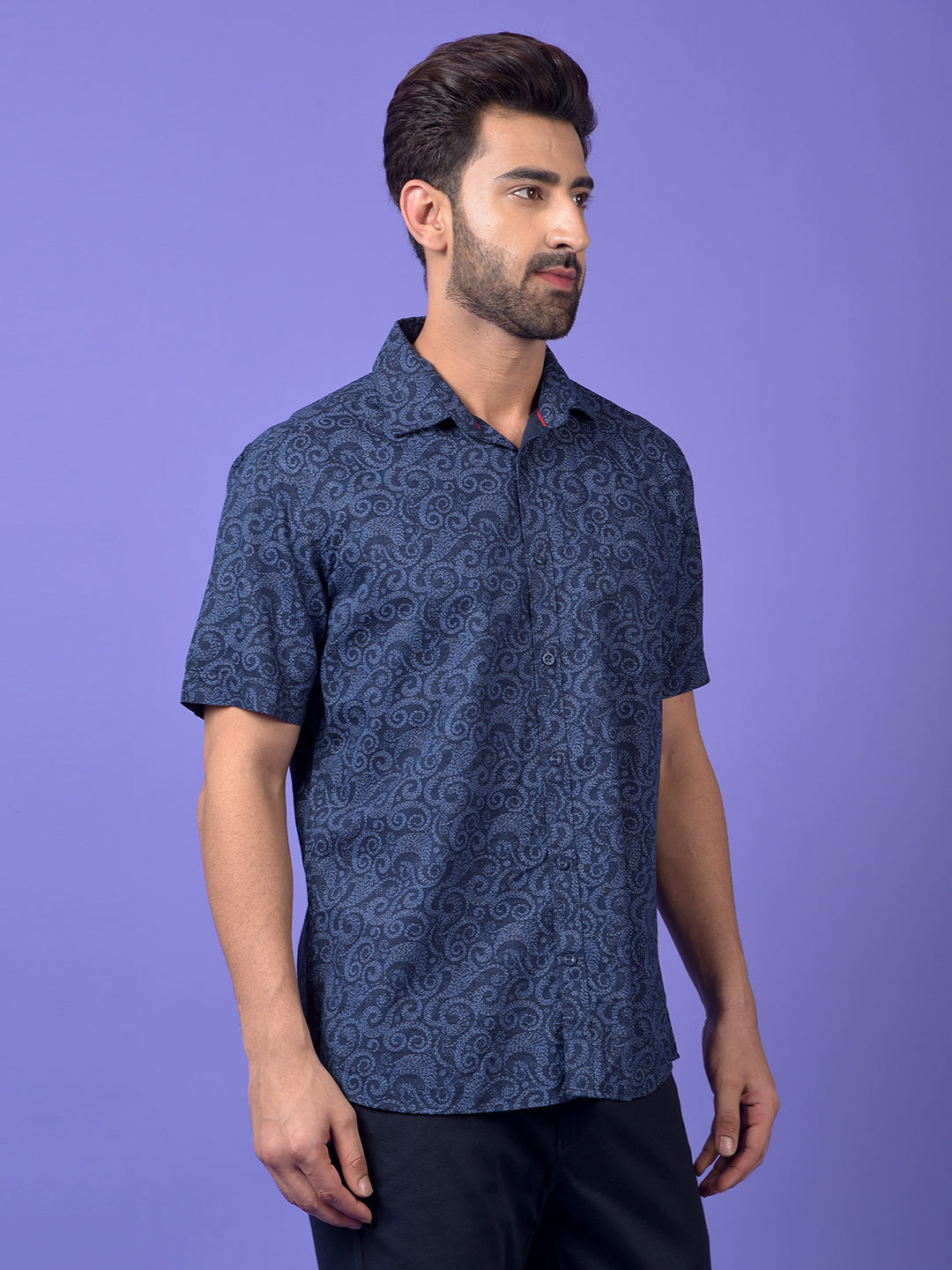 Navy Blue Printed Shirt