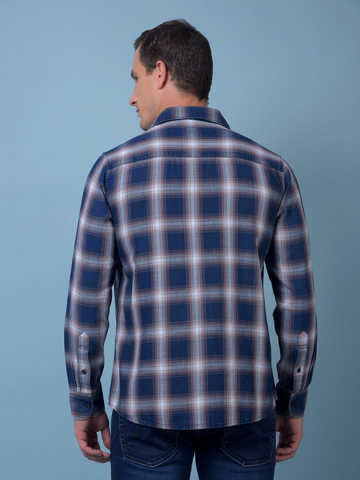 Blue Checked 100% Cotton Shirt