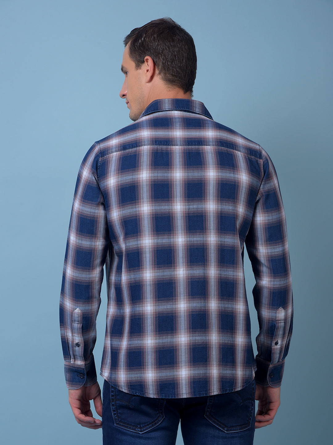 Blue Checked 100% Cotton Shirt