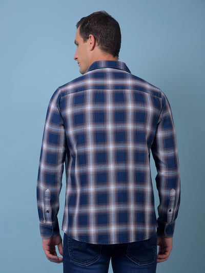 Blue Checked 100% Cotton Shirt