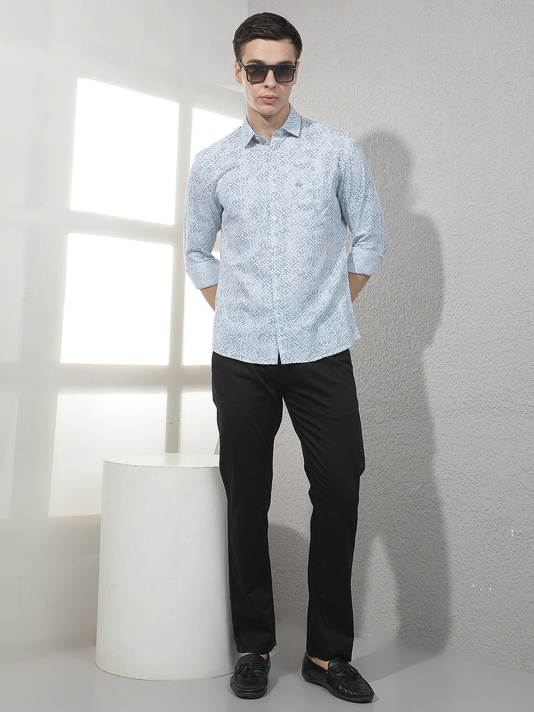 Sky Blue Abstract Print Shirt