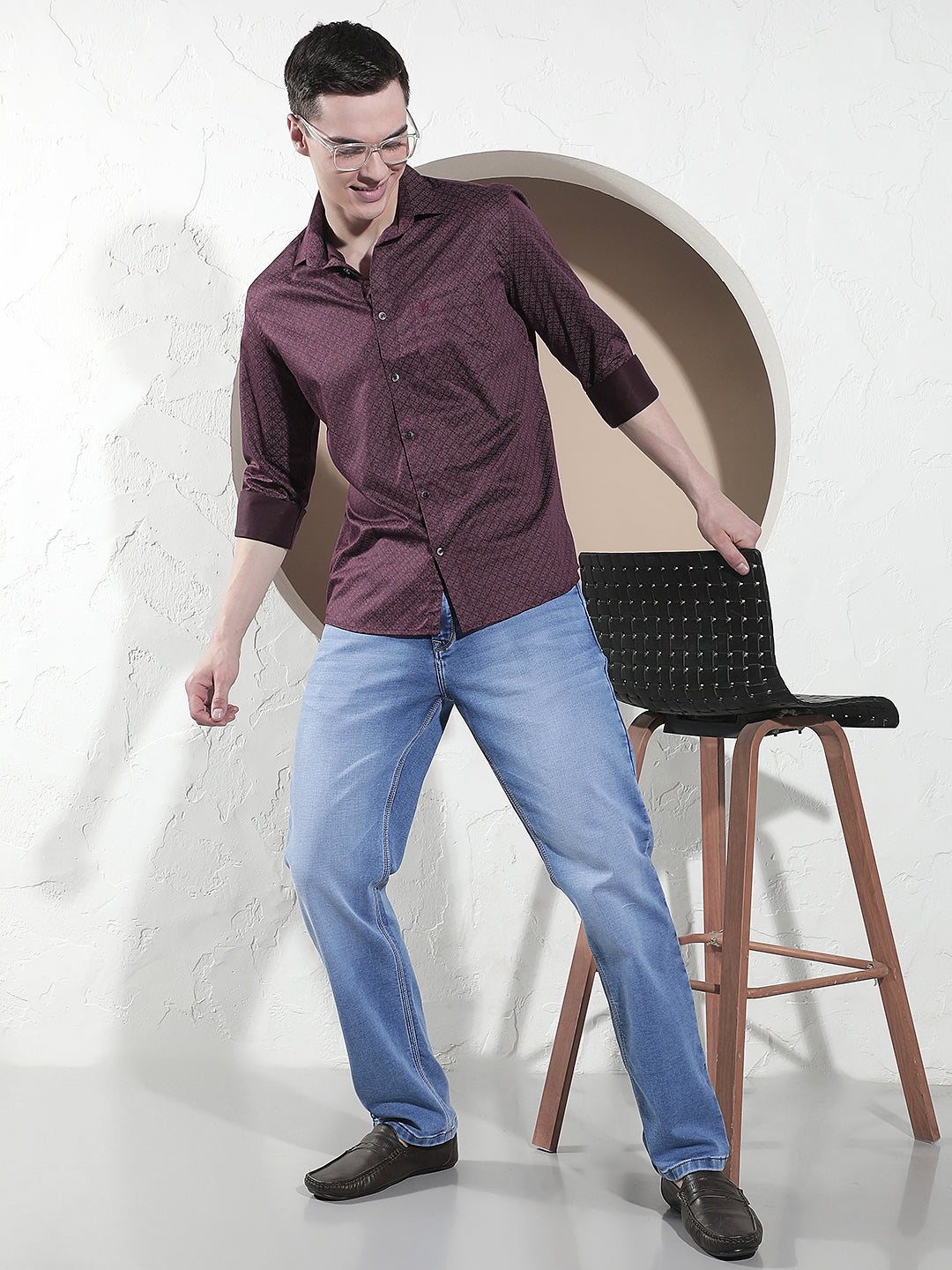 Luxe Deep Maroon Printed Shirt