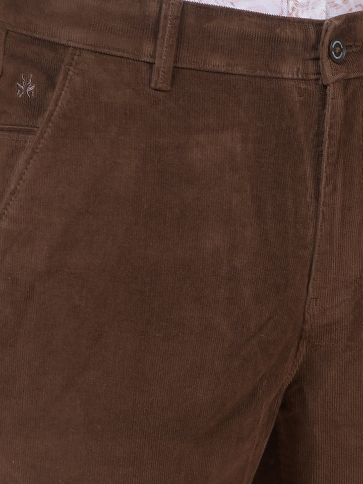 Brown Printed Corduroy Trousers