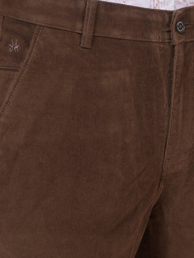 Brown Printed Corduroy Trousers