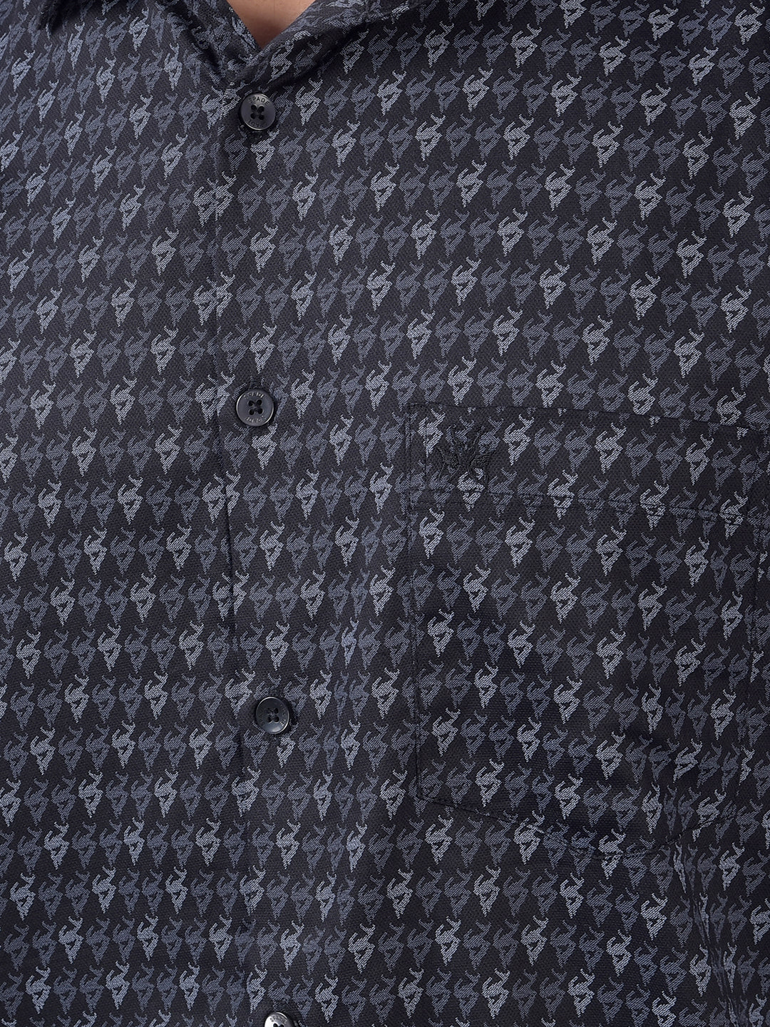 Navy Blue Printed Shirt