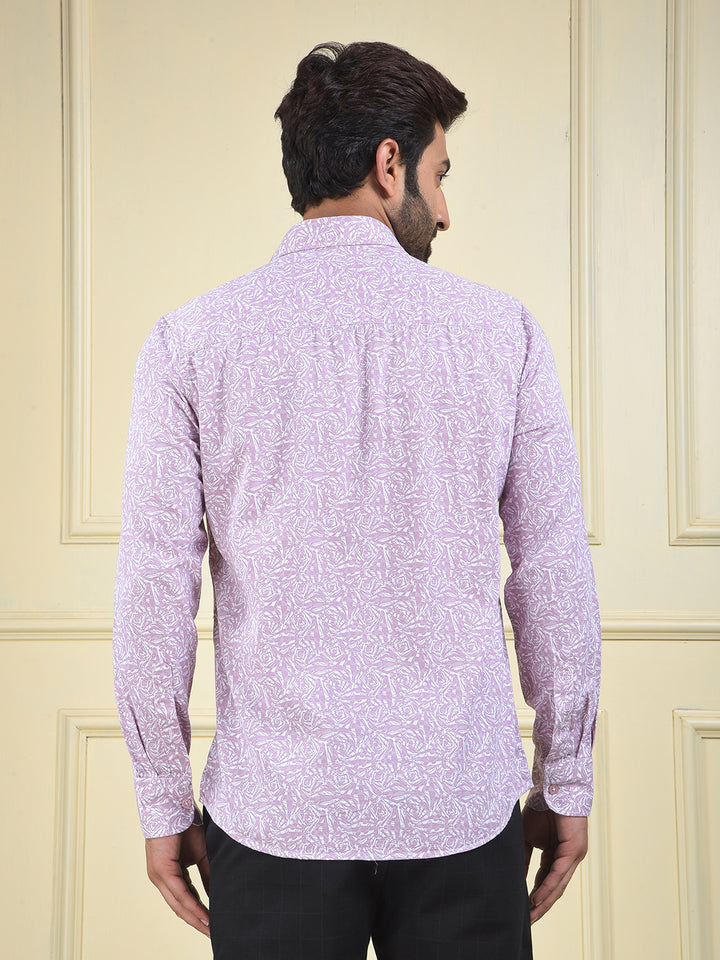 Purple Floral Print 100% Cotton Shirt
