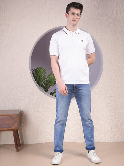 White Polo-Neck T-Shirt