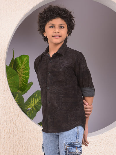 Brown Printed Corduory Shirt