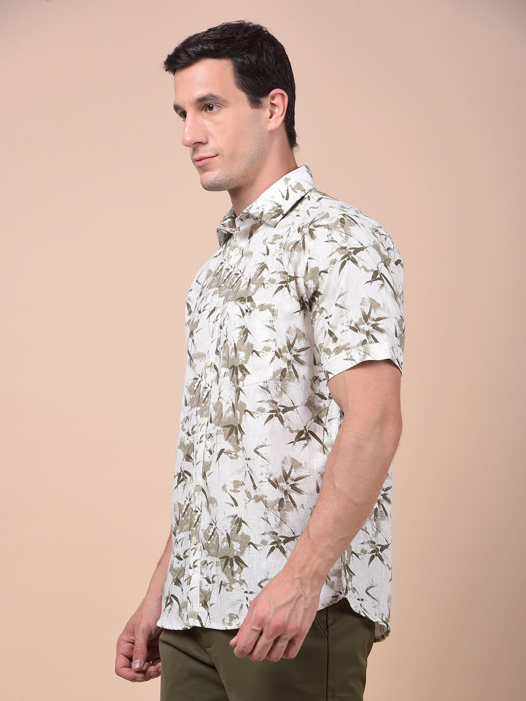 Olive Floral Print Shirt
