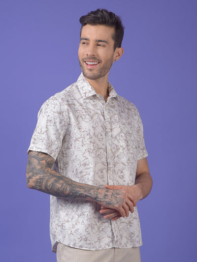 White Printed 100% Cotton Shirt
