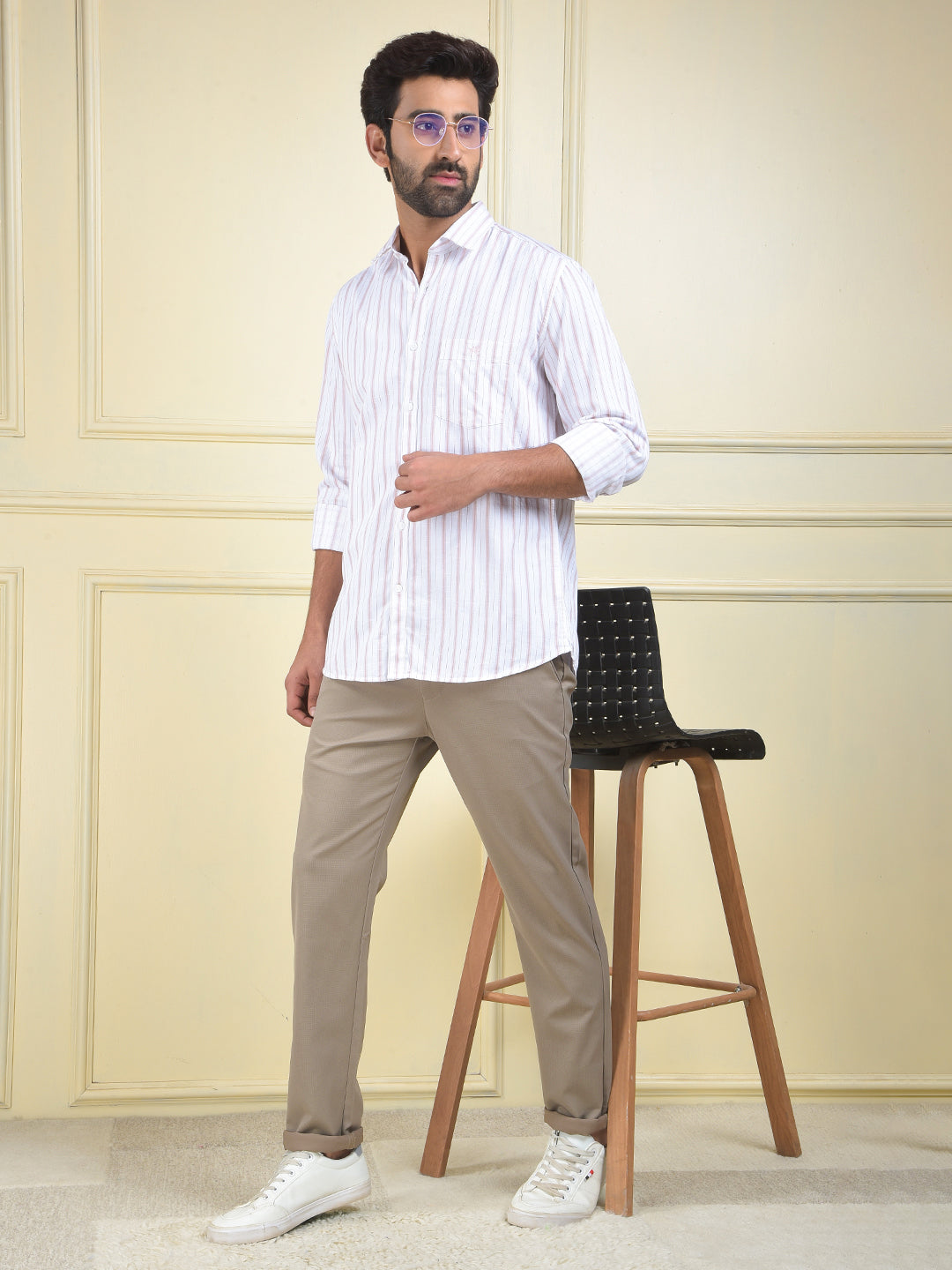 Purple Vertical Stripes 100% Cotton Shirt