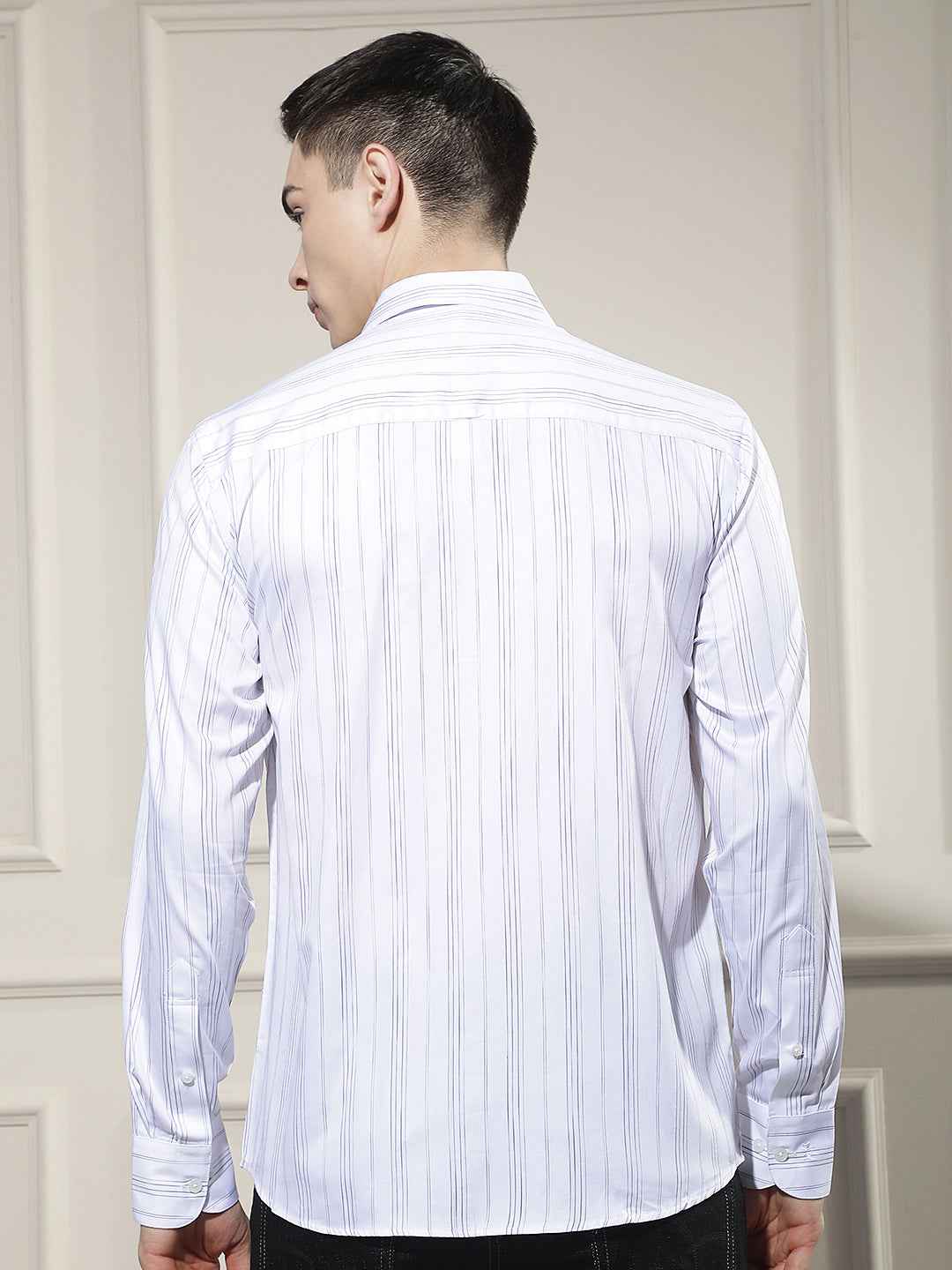 White Vertical Striped 100% Cotton Shirt
