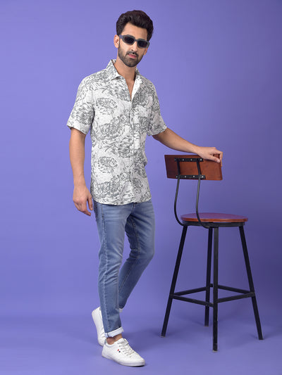 Grey Floral Print Shirt
