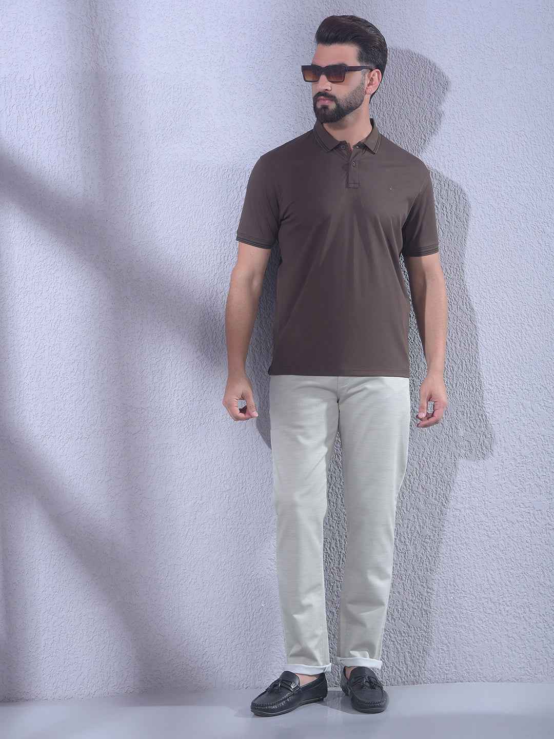 Brown Polo Neck T-Shirt