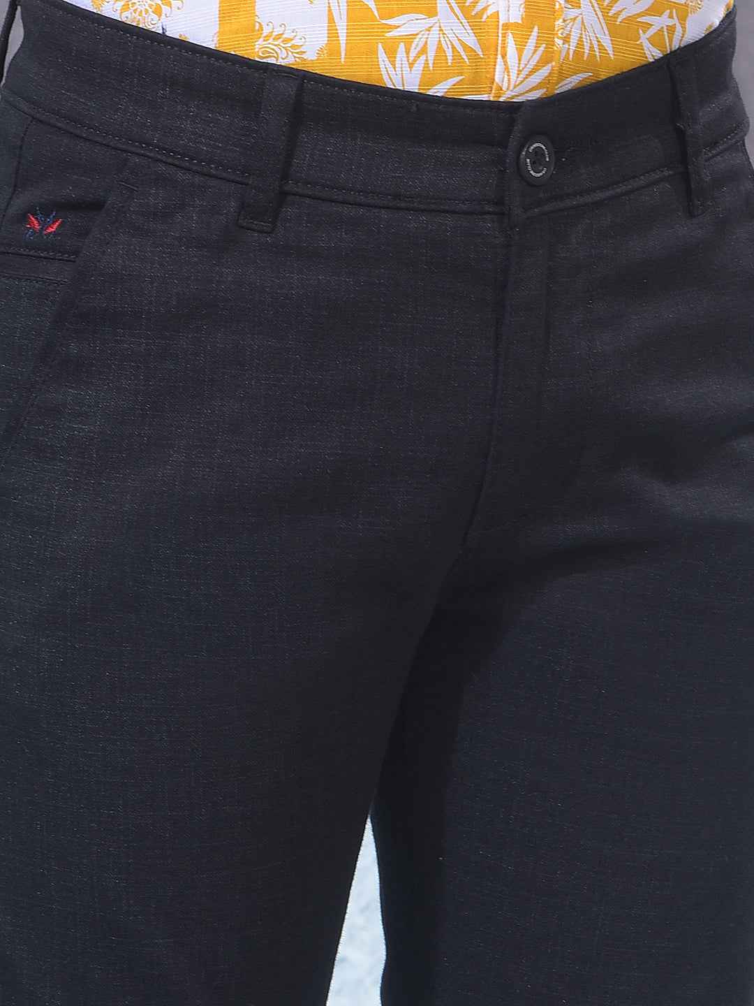 Black Textured Trousers