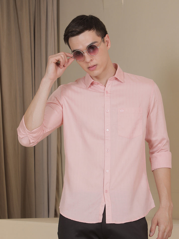 Peach Vertical Stripes Shirt
