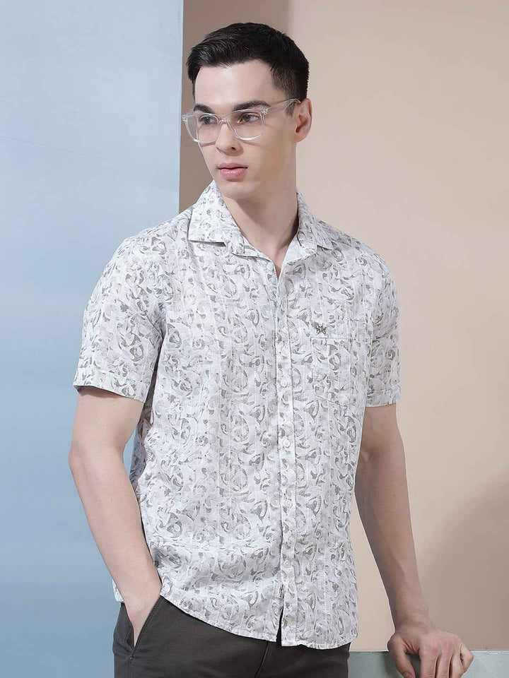 Off White Abstract Printed Shirt