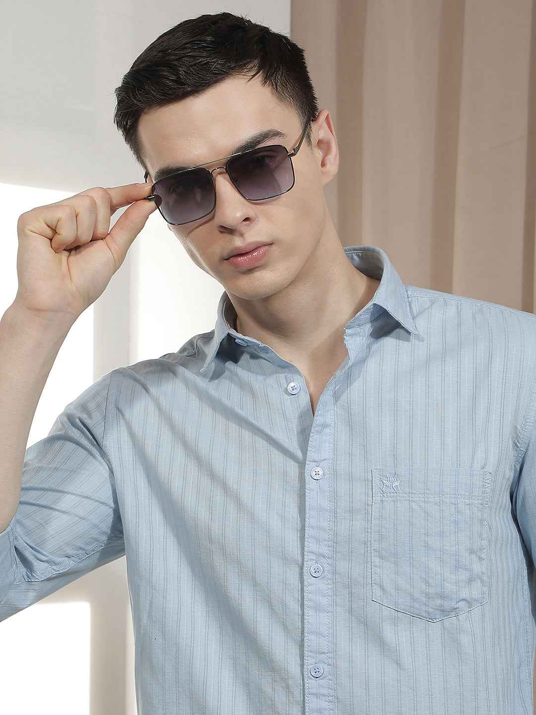 Blue Vertical Stripes Shirt