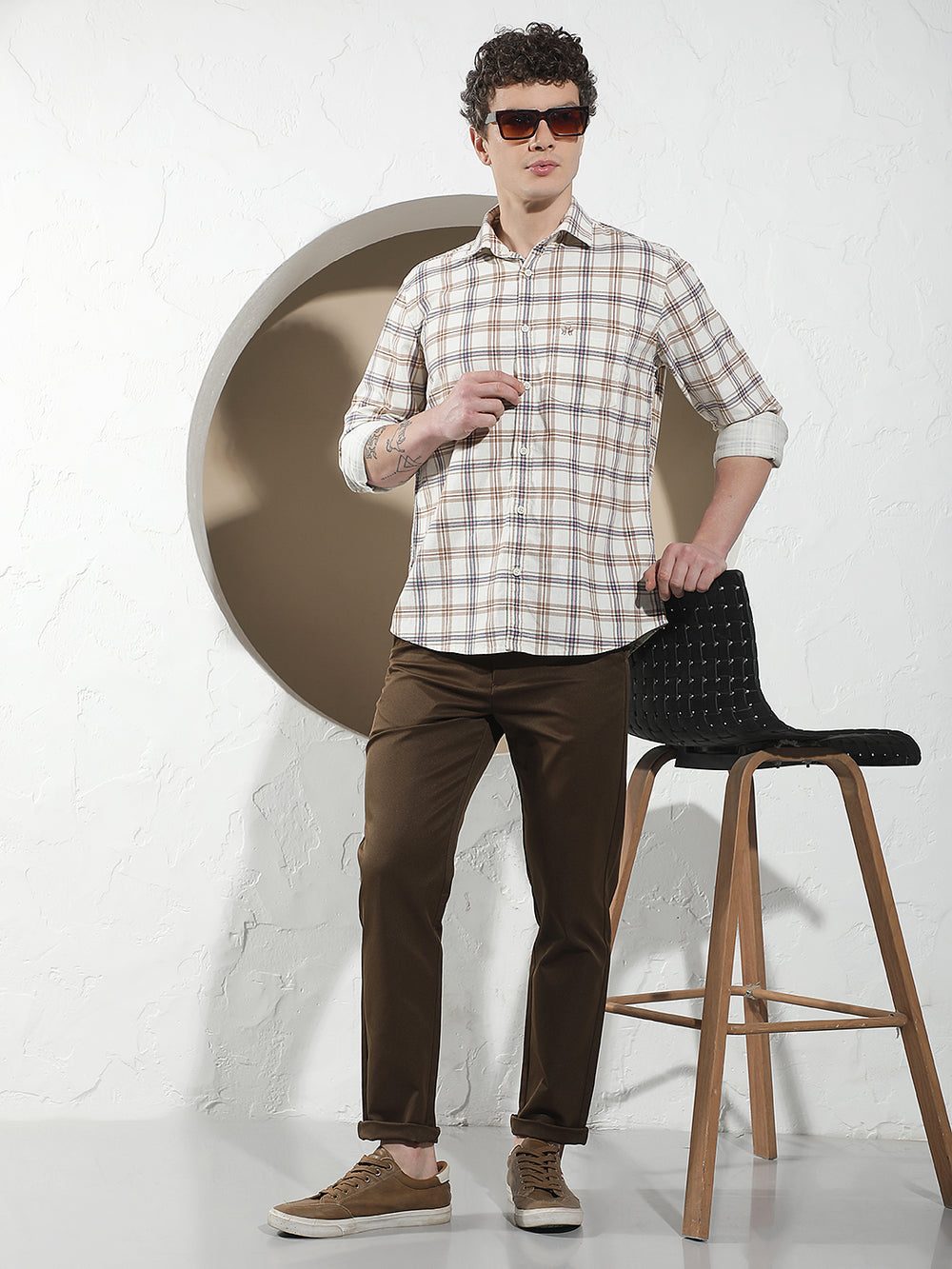 Multi-Color Checked 100% Cotton Corduroy Shirt
