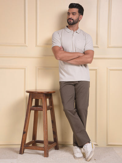 Beige Polo Neck T-Shirt