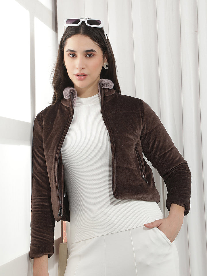 Minimalist Cocoa Brown Puffer Jacket