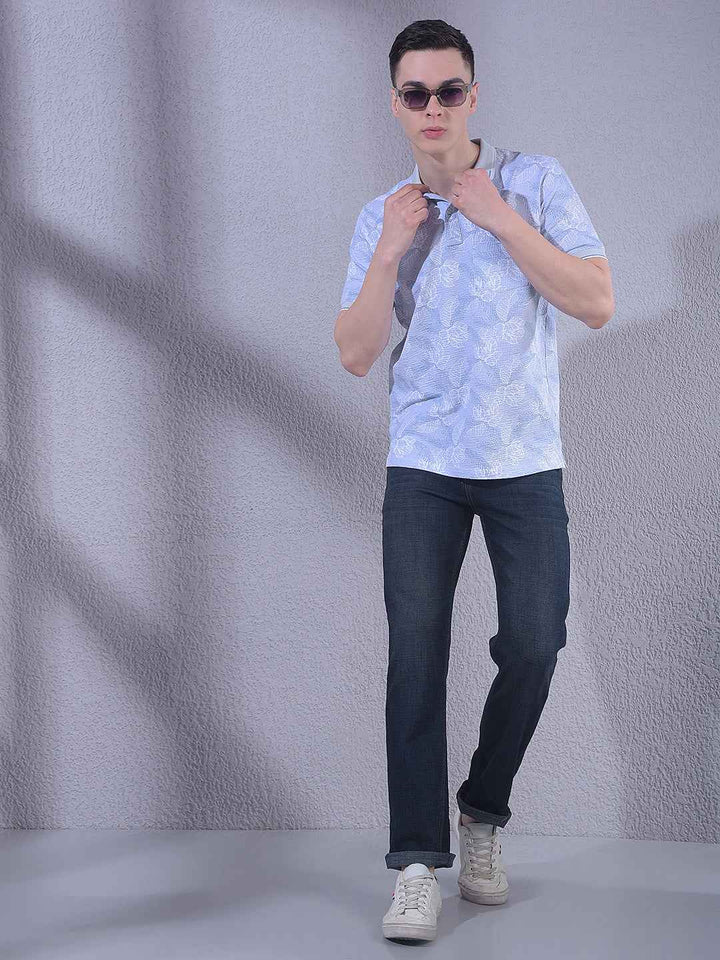 Blue Floral Print T-Shirt