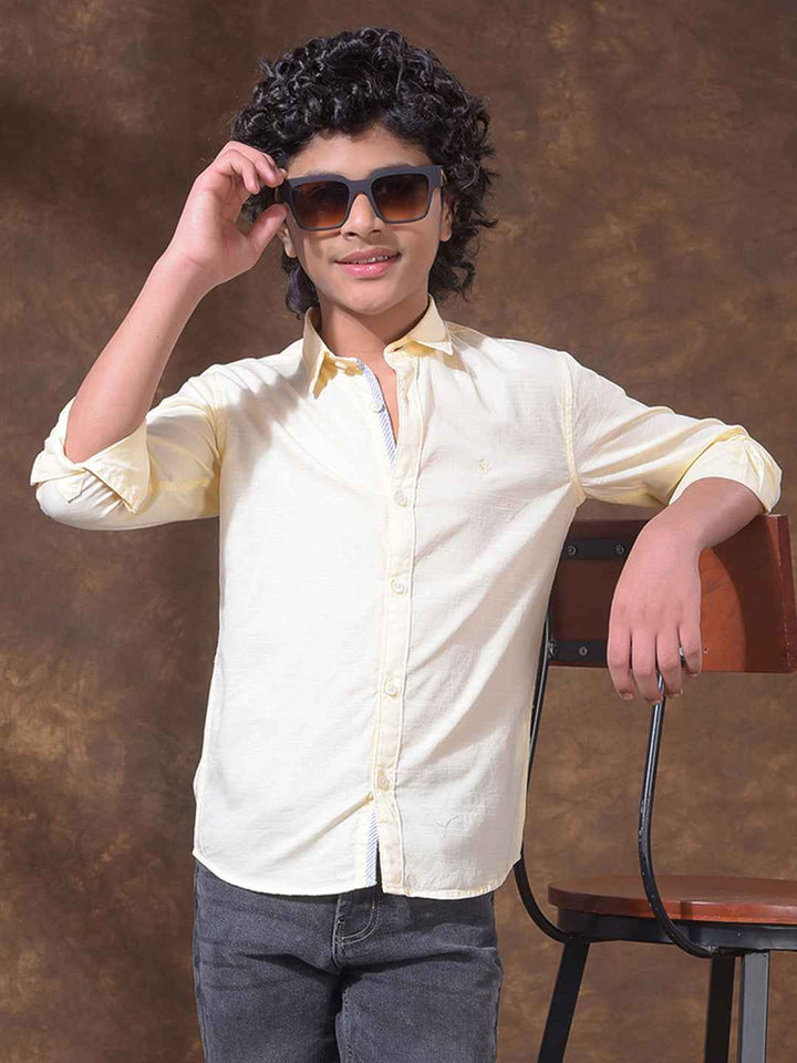 Yellow Textured Linen Shirt