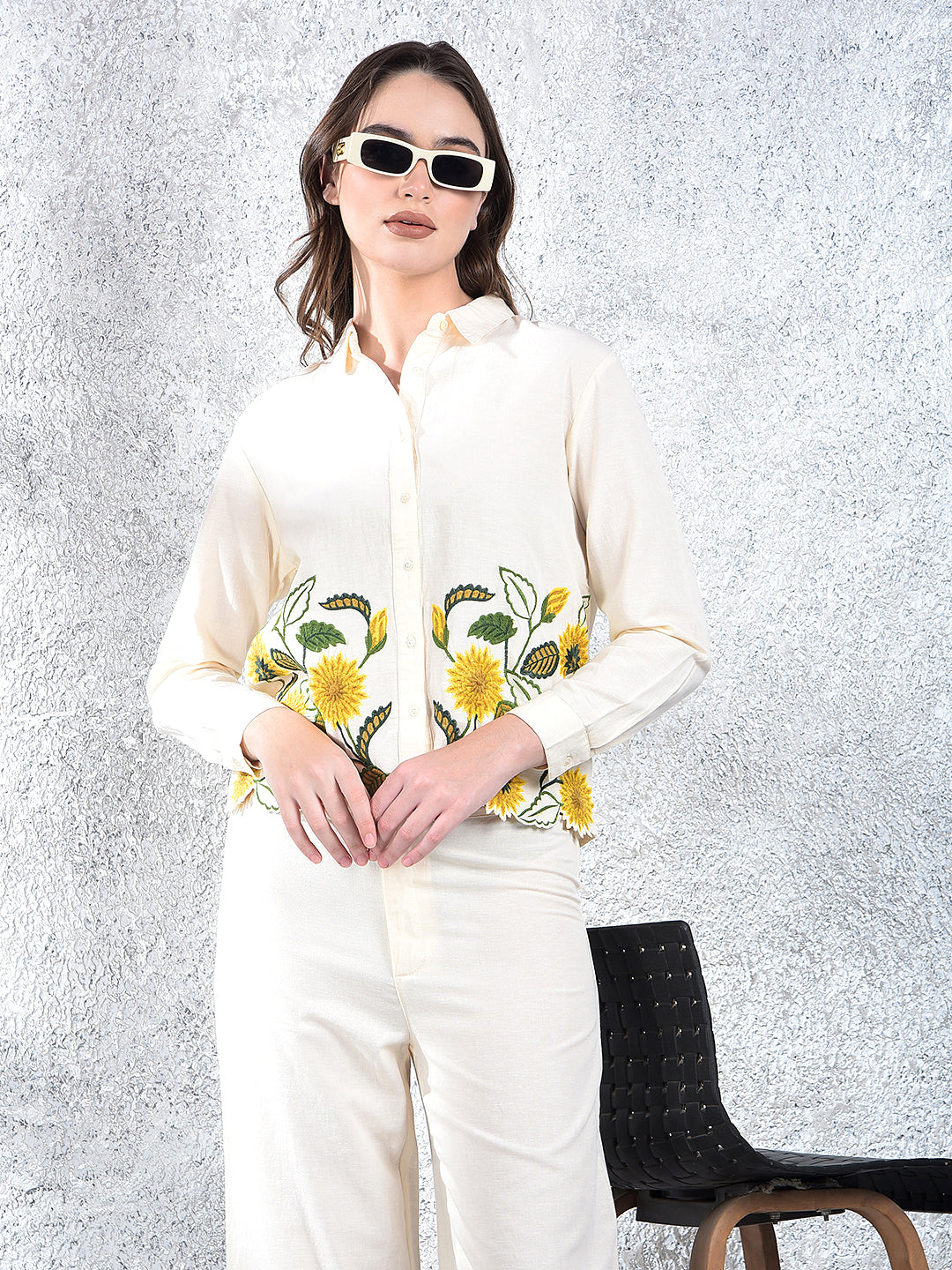 Cream Embroidered Co-Ord Set