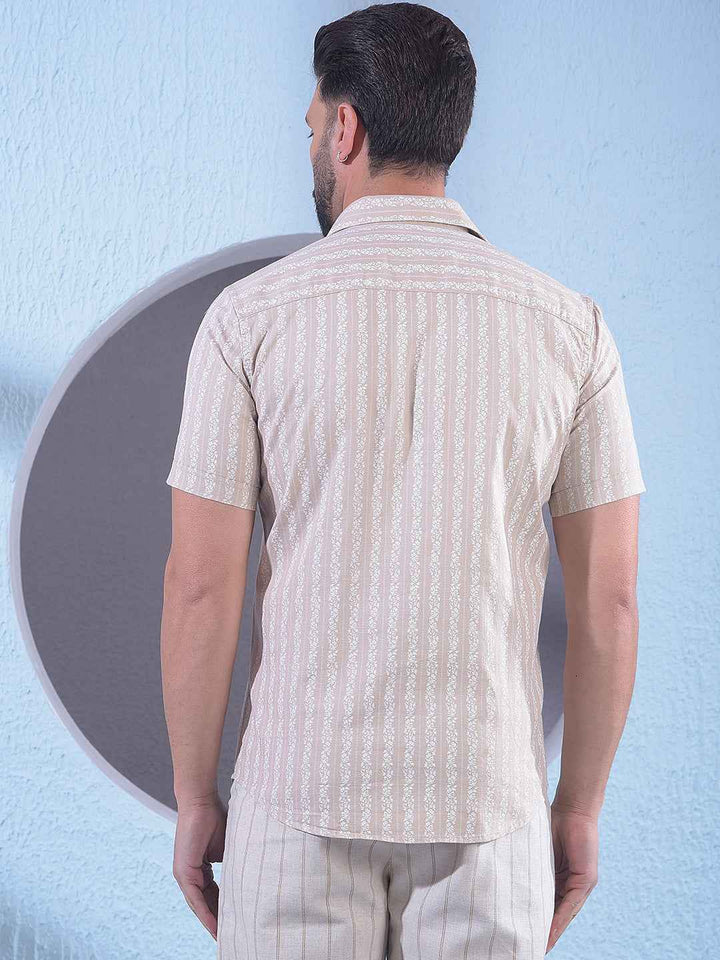 Beige Vertical Stripes Shirt