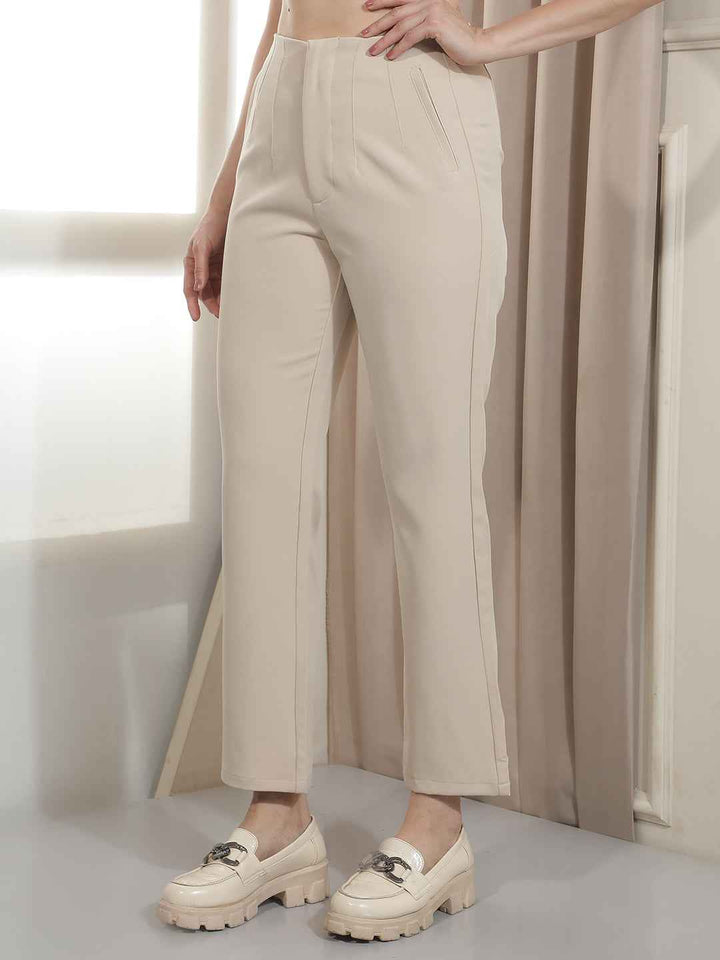 Sophisticated Beige Classic Trousers