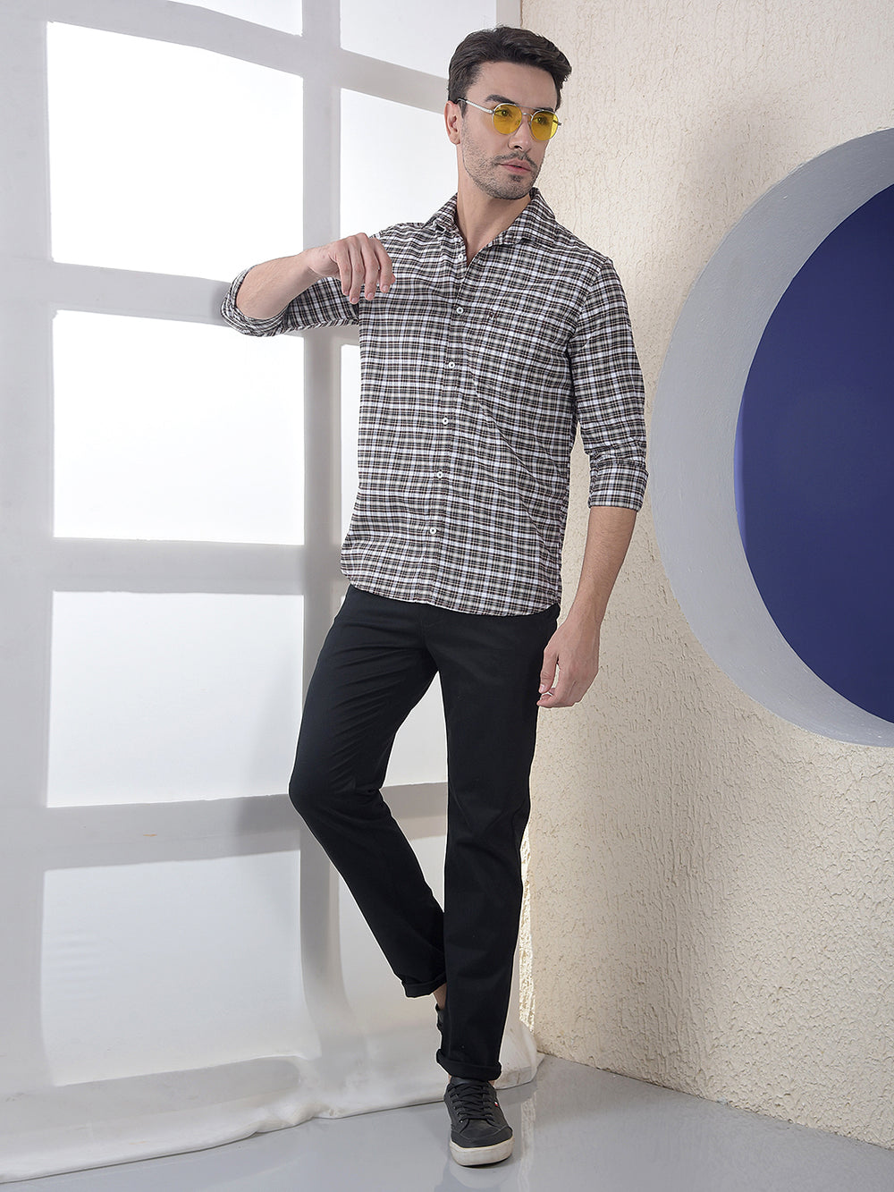 Checked 100% Cotton Wine Shirt