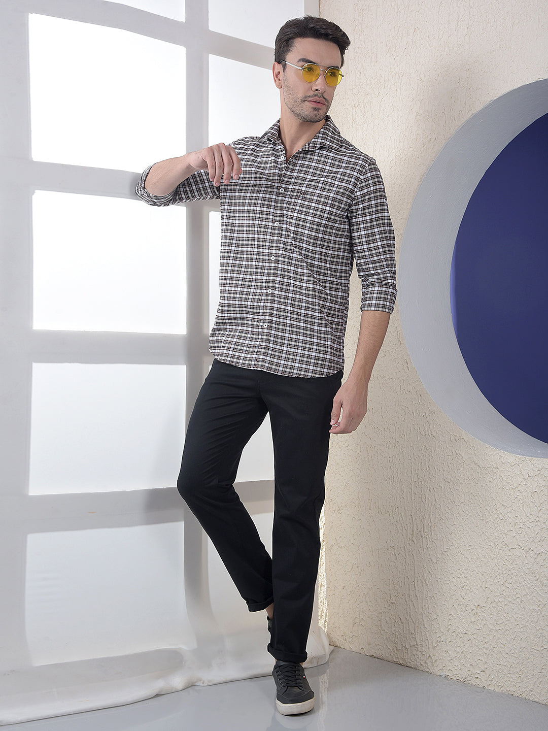 Checked 100% Cotton Wine Shirt