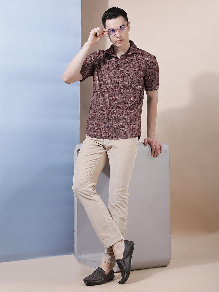 Maroon Floral Print Shirt