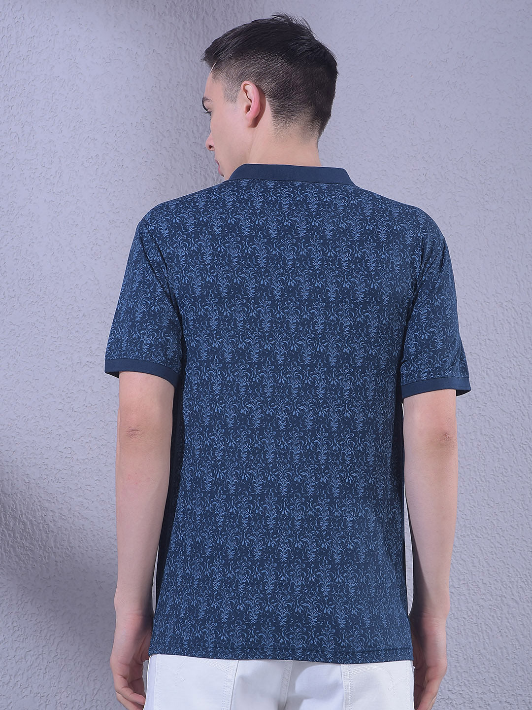 Navy Blue Floral Print T-Shirt