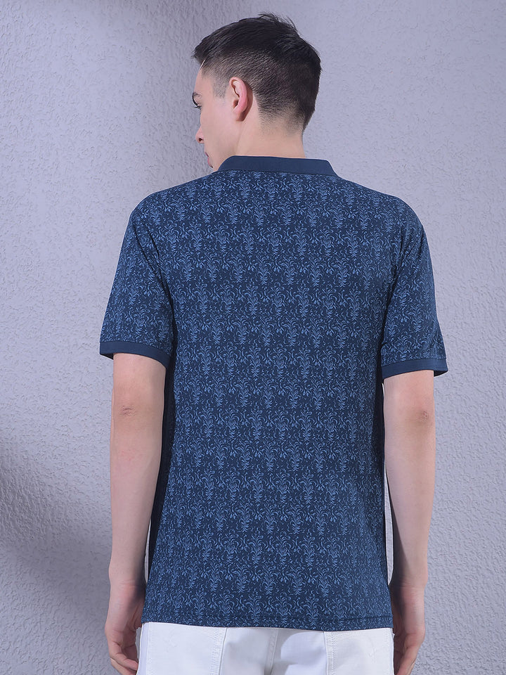 Navy Blue Floral Print T-Shirt