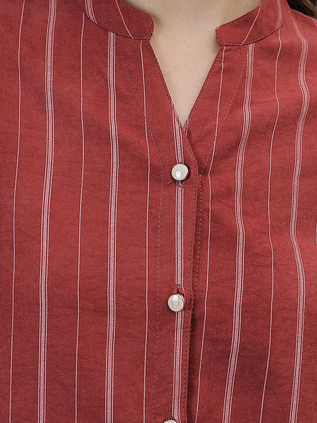 Red Striped V-Neck Shirt