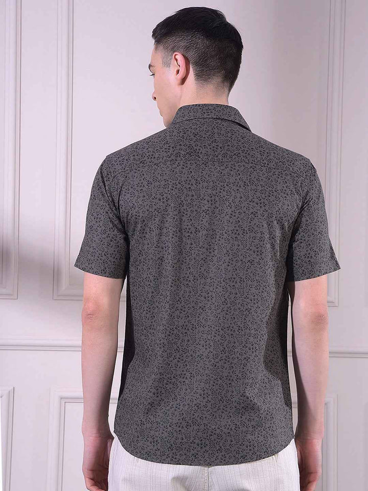 Grey Floral Print Shirt